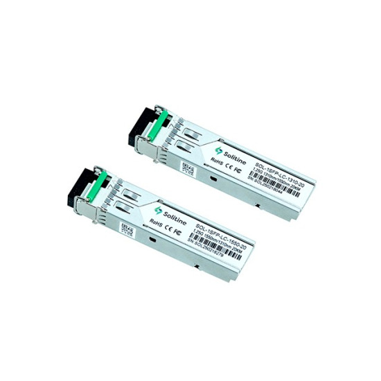 Solitine 1.25G SFP BIDI LC Module (Pair) – 20km, 1000BASE-BX, SMF, DDM